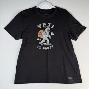 Life Is Good YETI TO PARTY Dark Gray Short Sleeve T-shirt Medium